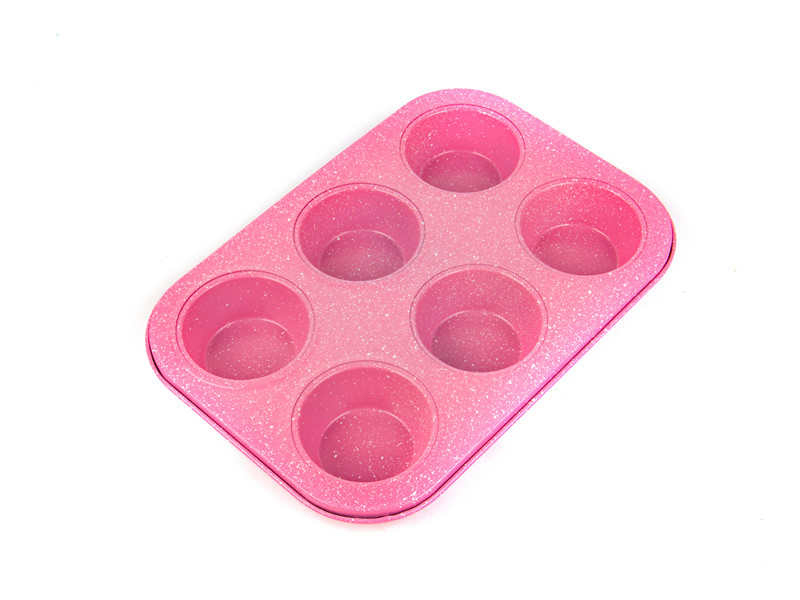 
					Форма для выпечки 6 кексов, углеродистая сталь, розовый, Сибирская посуда, SP-801-RS