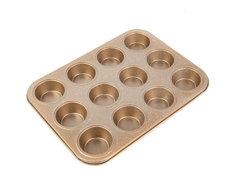 
					Форма для выпечки 12 кексов, углеродистая сталь, золото, Сибирская посуда, SP-802-GL