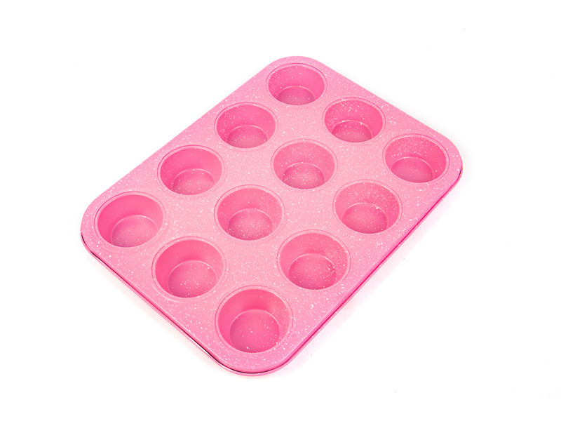 
					Форма для выпечки 12 кексов, углеродистая сталь, розовый, Сибирская посуда, SP-802-RS